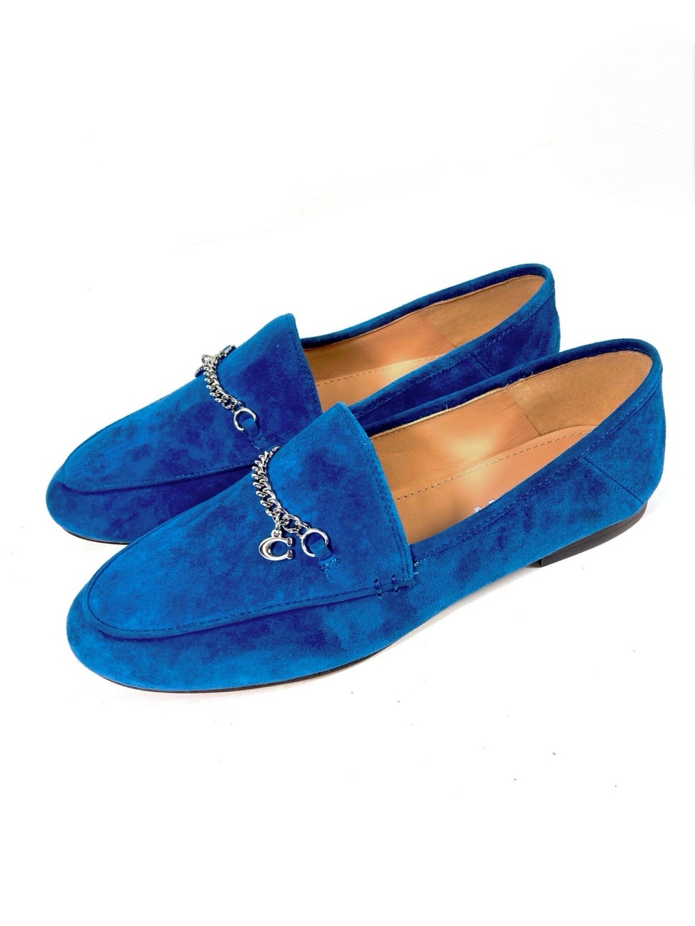 Coach Hanna Suede Logo Loafers Blue Size 6 NEW